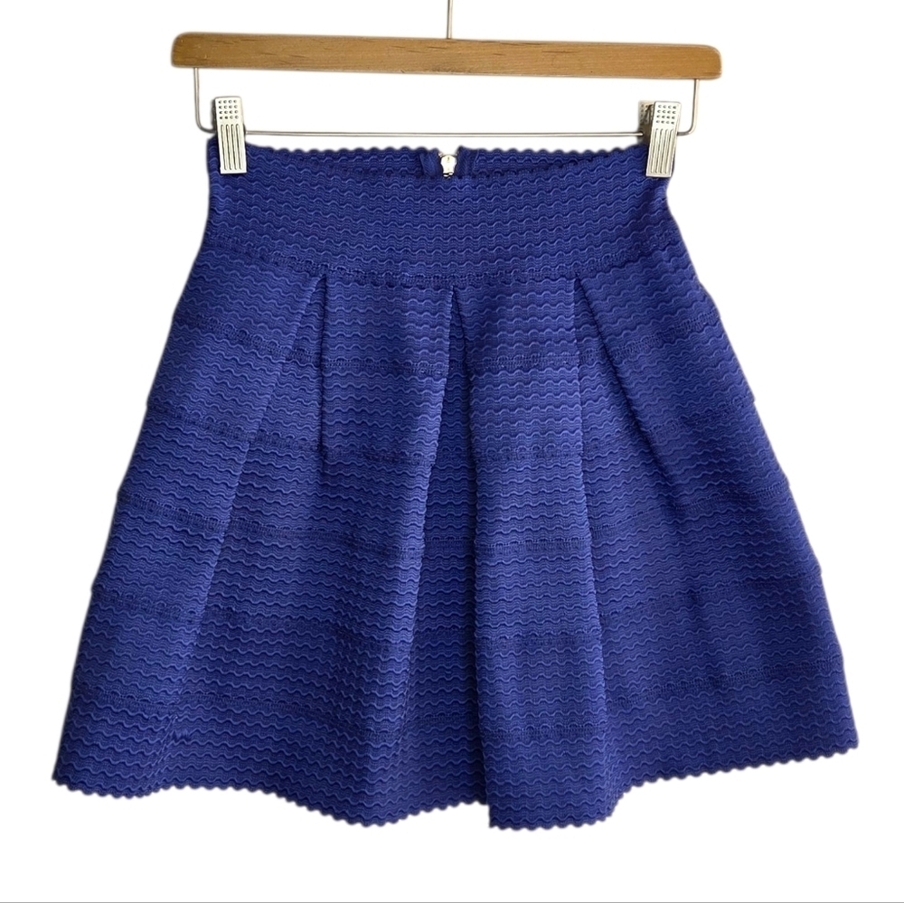 Aina Be Blue Stretchy Pleated Skater Circle Skirt Size Small